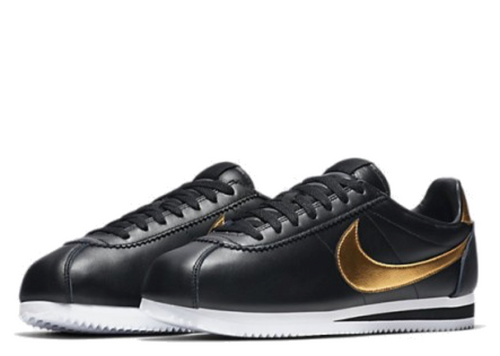 nike classic cortez se black metallic gold